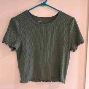 American Eagle Ribbed Green Soft T-Shirt